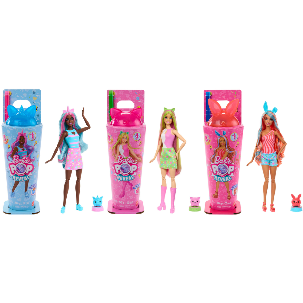Barbie Pop Reveal Doll & Accessories Set, Shakes Series with Scented Fashion Doll & Pet Assorted